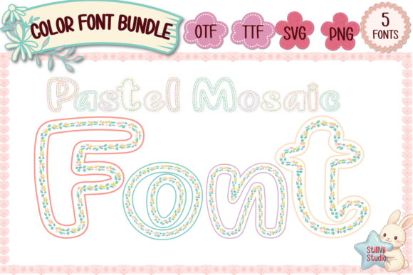 Pastel Mosaic Font Bundle