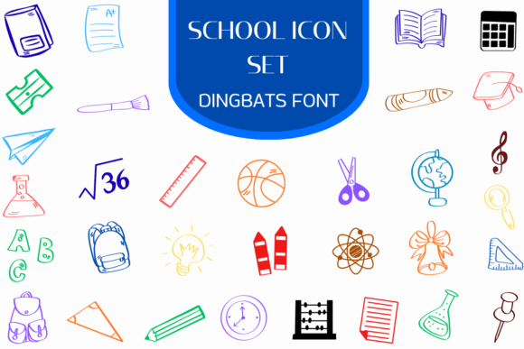 School Icon Set Font